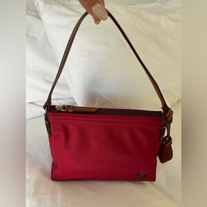 Dooney & Bourke | Red Nylon Wayfarer Pouchette Handbag Purse | Leather Trim